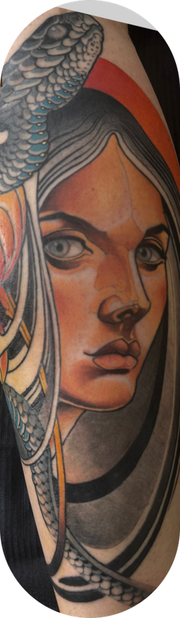 Dama e serpente, neo-tradicional de Denis Vazios