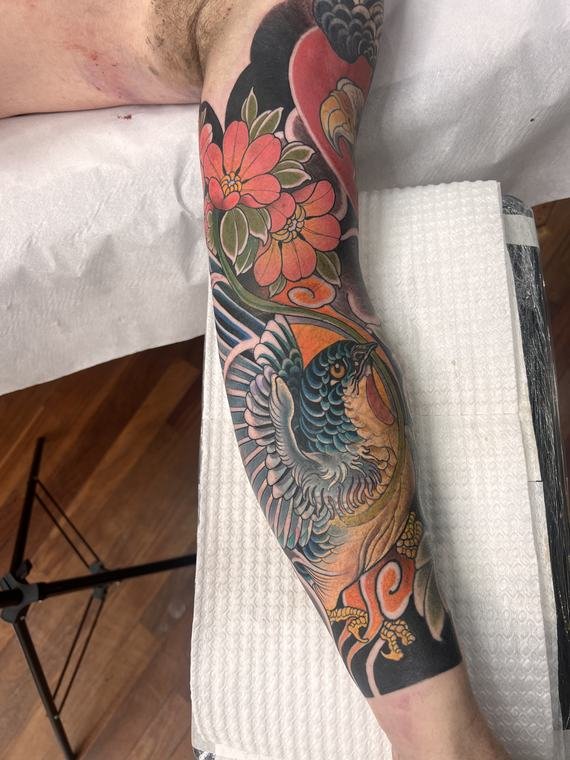 Cerejeira e carpa, tatuagem de Denis Vazios